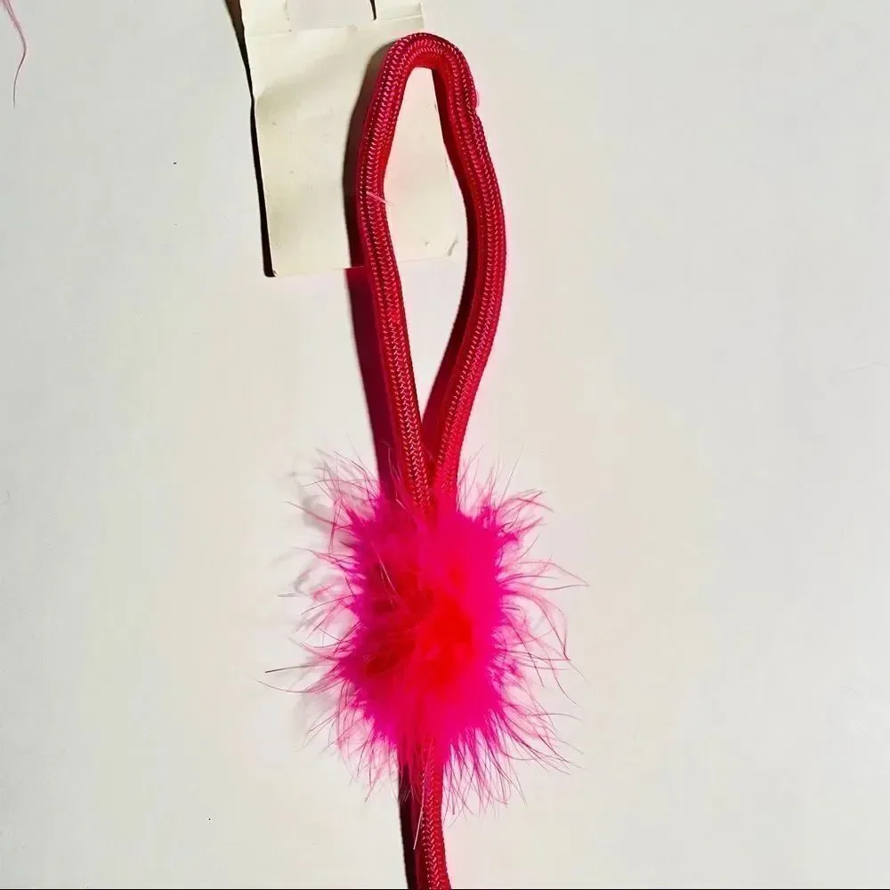 NWT Gorgeous Vintage Y2K Claire’s Pet Shop Pink Feathers Dog 49” Leash